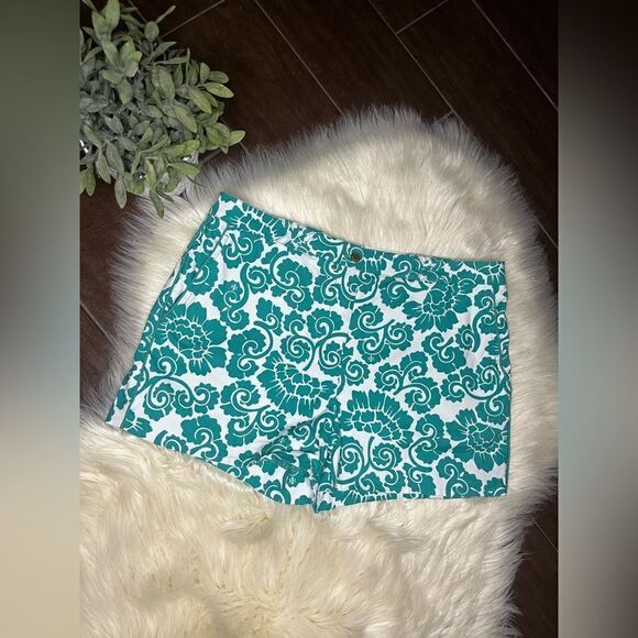 TORY BURCH Gabriel Shorts Viridian Green Captiva sz 10 - Picture 2 of 12